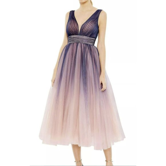Mac Duggal Dresses & Skirts - Mac Duggal Ombre Formal Midi Dress Tulle Size 6 NWT